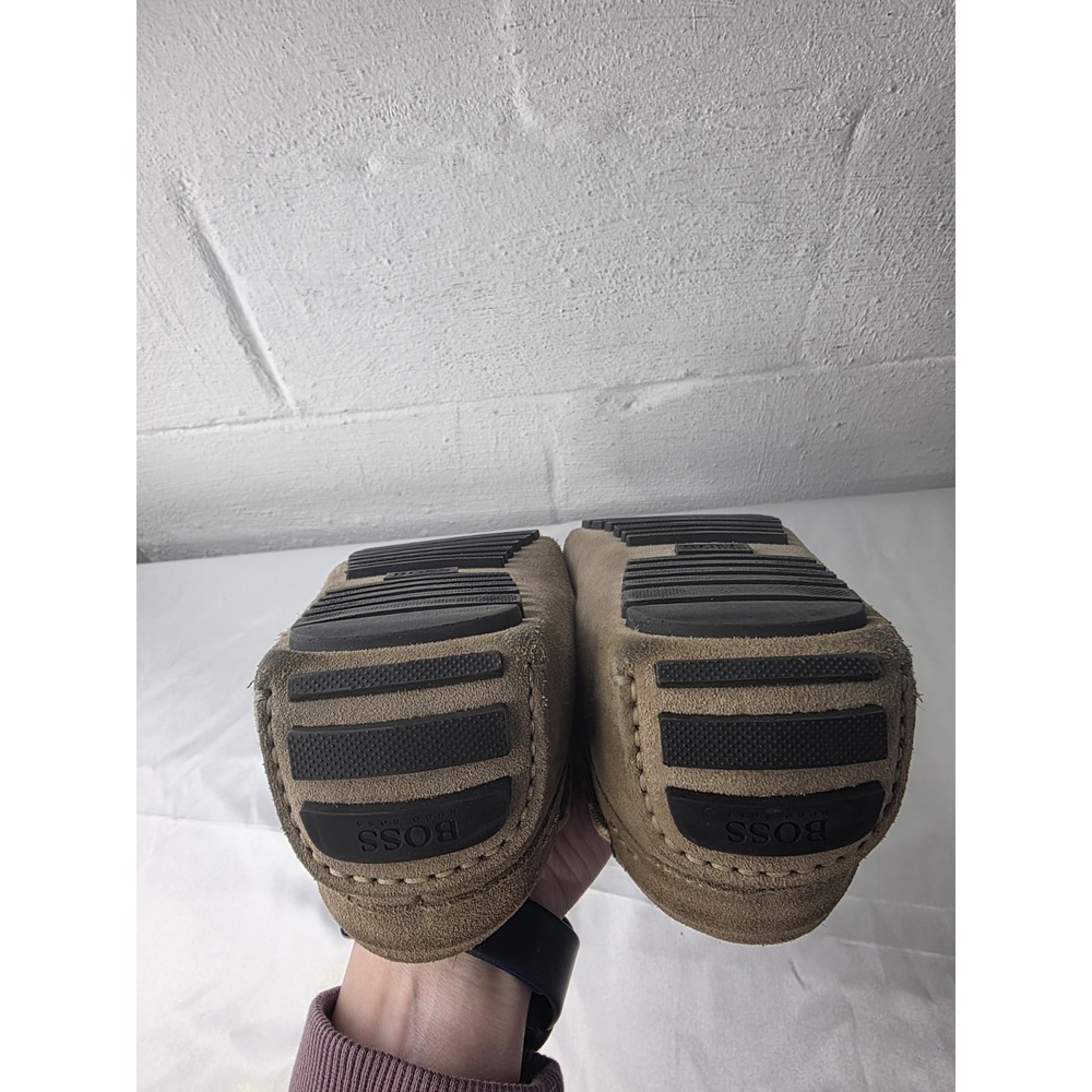 Hugo Boss Driving Loafer Shoes Men's 41/US 8 Taupe Suede Metal Logo Made In Ital - Picture 9 of 11